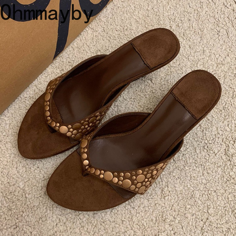 Street Fashion Clothing - Designer Vintage Clip Toe Women Slippers