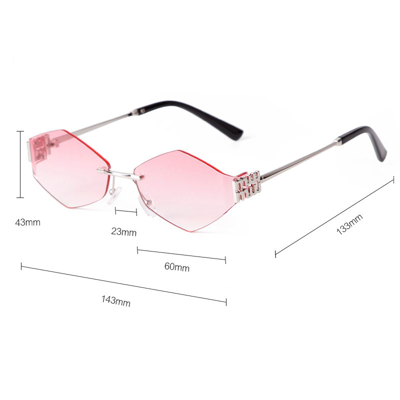Trend Hexagon Rimless Sunglass - Street Fashion China Models ulasan dan harga