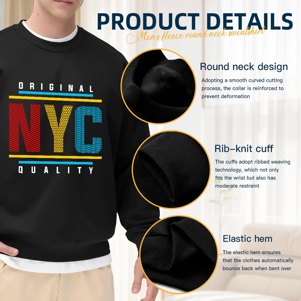 Men's Black Loose-Fitting Crew - Street Fashion Nyc ulasan dan harga