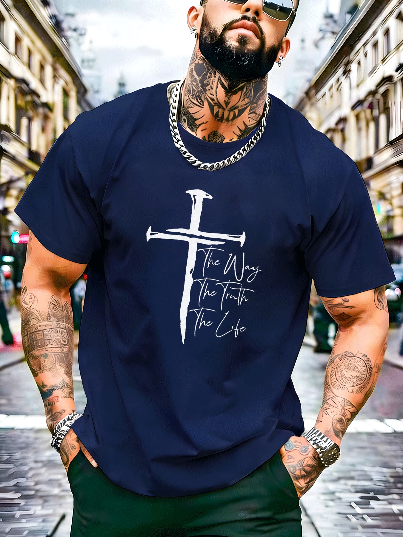 Classic Christian Graphic Tee  - Street Fashion Outfit For Men ulasan dan harga