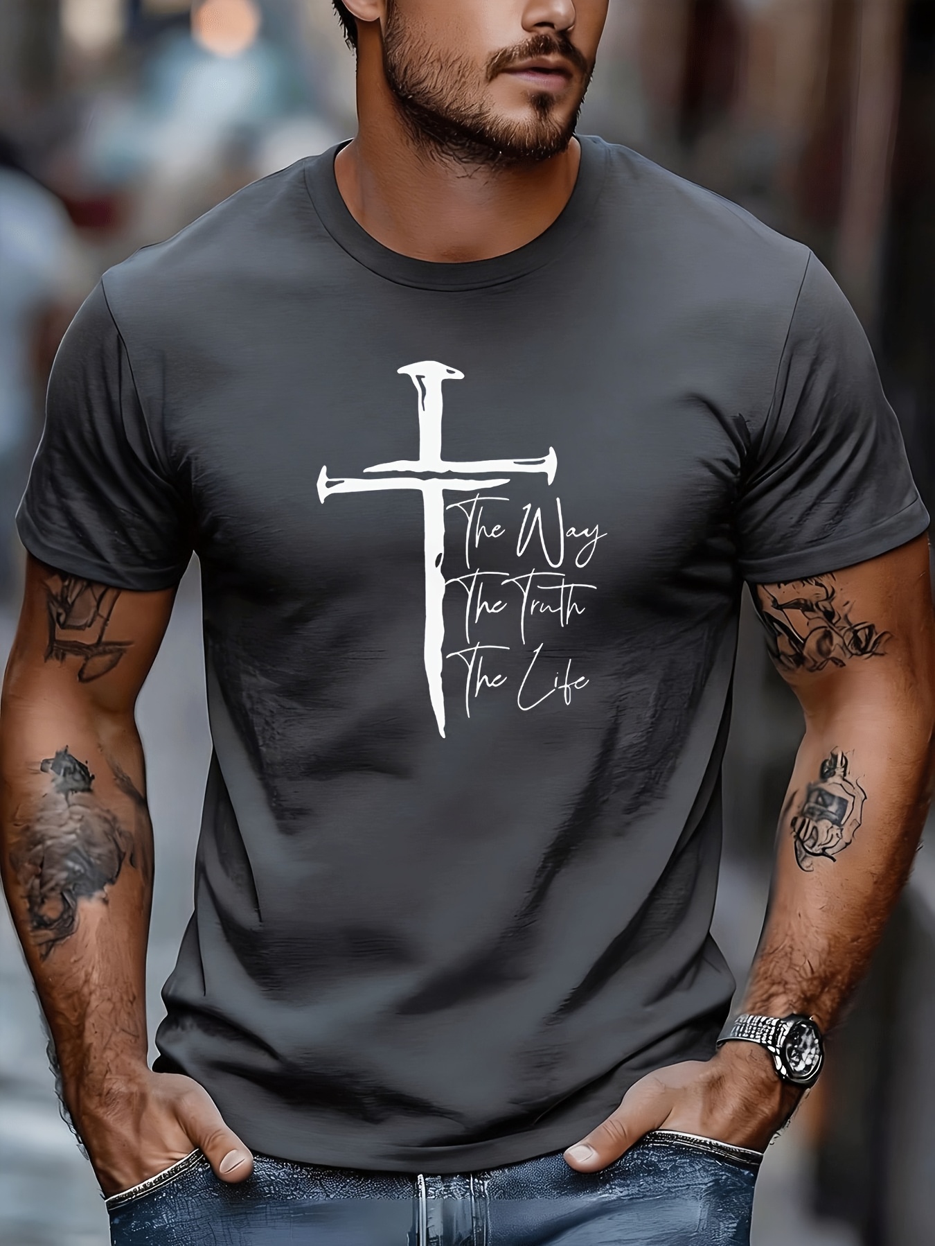 Classic Christian Graphic Tee  - Street Fashion Outfit For Men ulasan dan harga