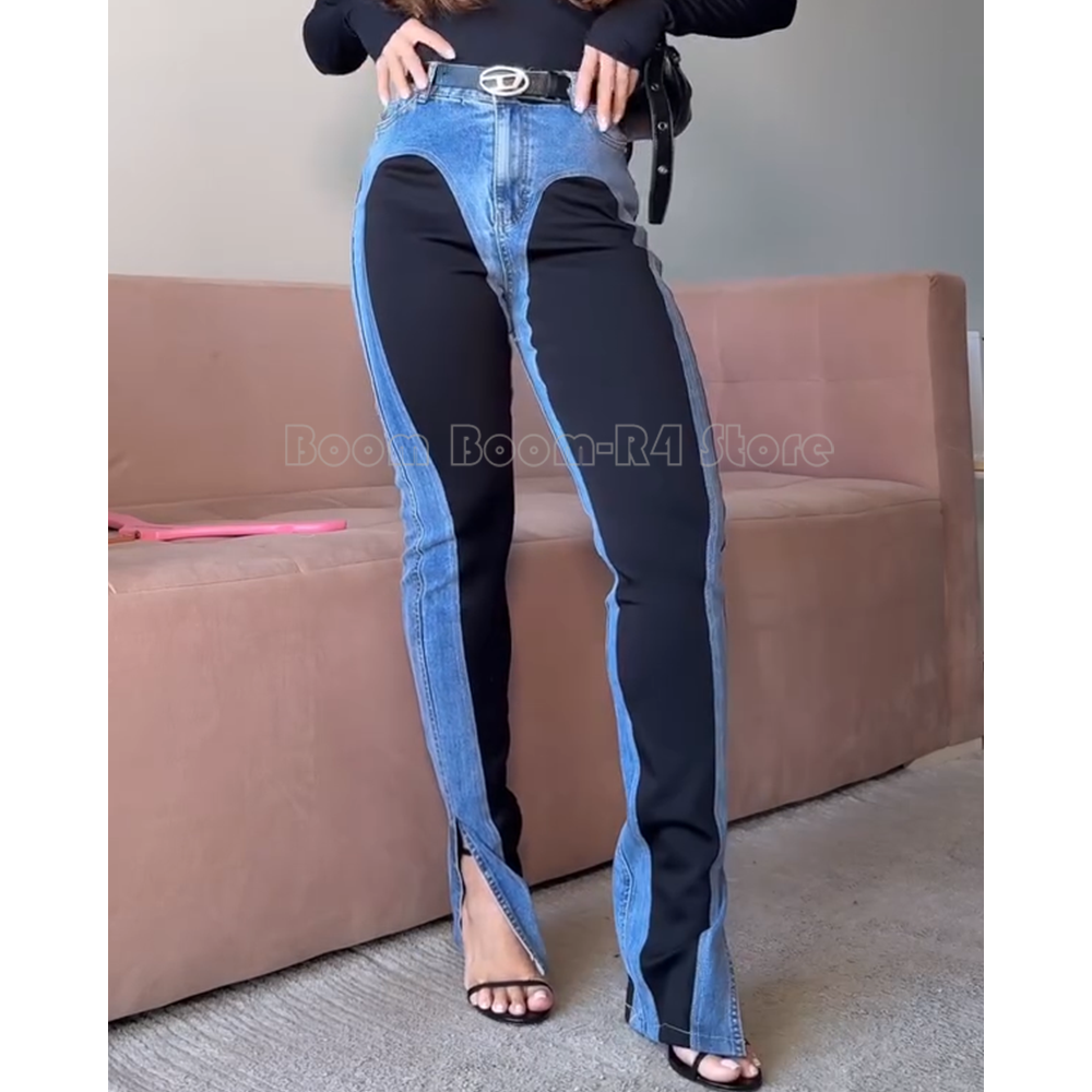 Y2K Contrast Paneled High-Wais - Street Fashion Trends 2025 ulasan dan harga