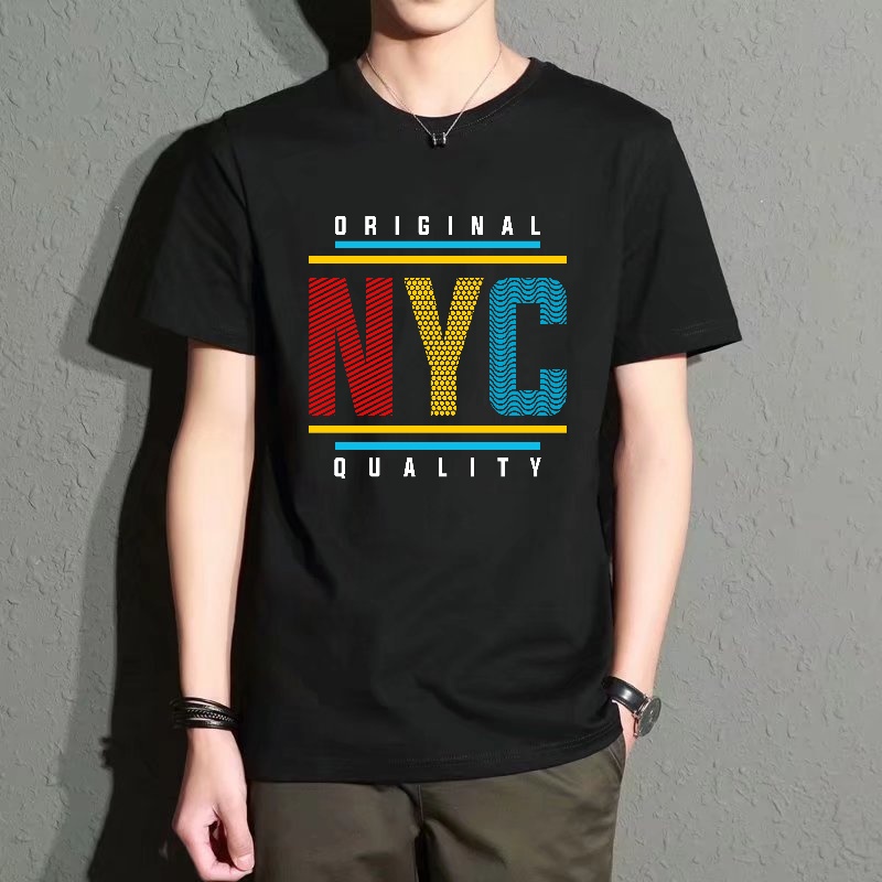 Men's Black Round-Neck Short-S - Street Fashion Nyc ulasan dan harga
