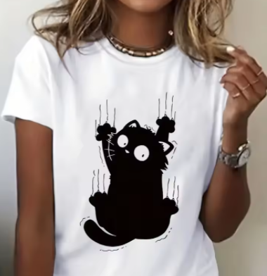 2025 New 3D Cat Print Ladies U - Street Fashion Urban ulasan dan harga