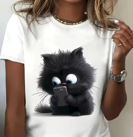 2025 New 3D Cat Print Ladies U - Street Fashion Urban ulasan dan harga