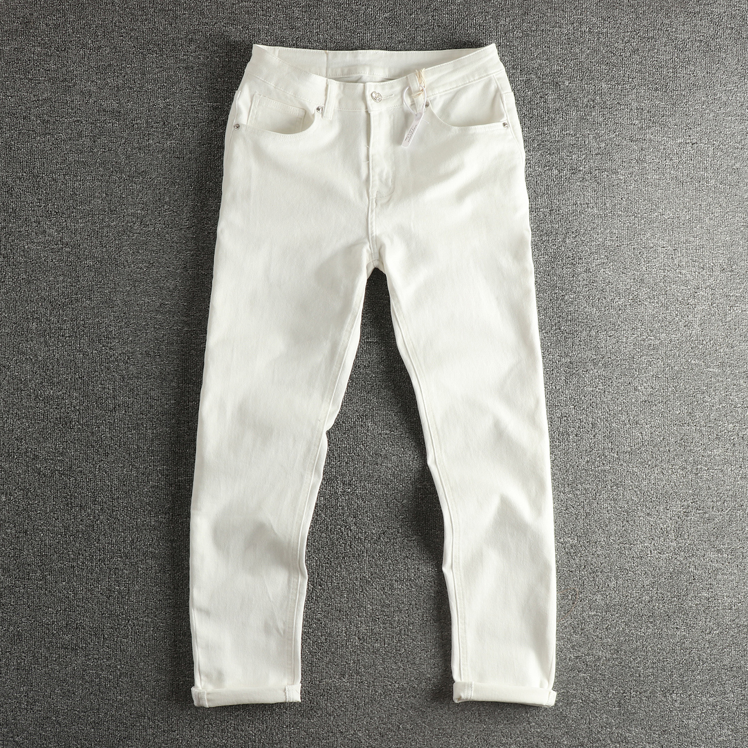Men's Straight Leg White Denim - Street Fashion Com ulasan dan harga