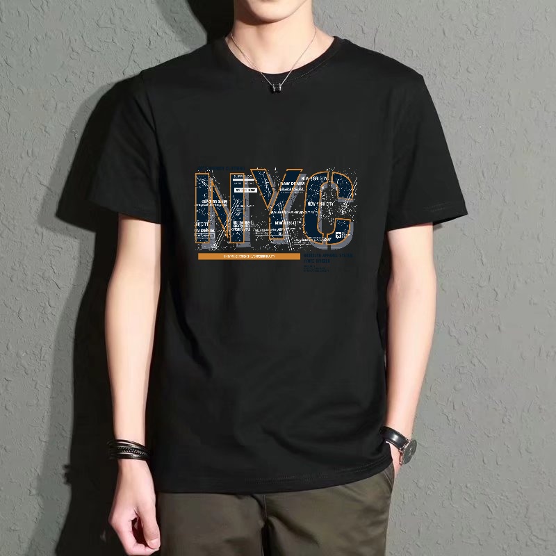 Men's Black Round-Neck Short-S - Street Fashion Nyc ulasan dan harga
