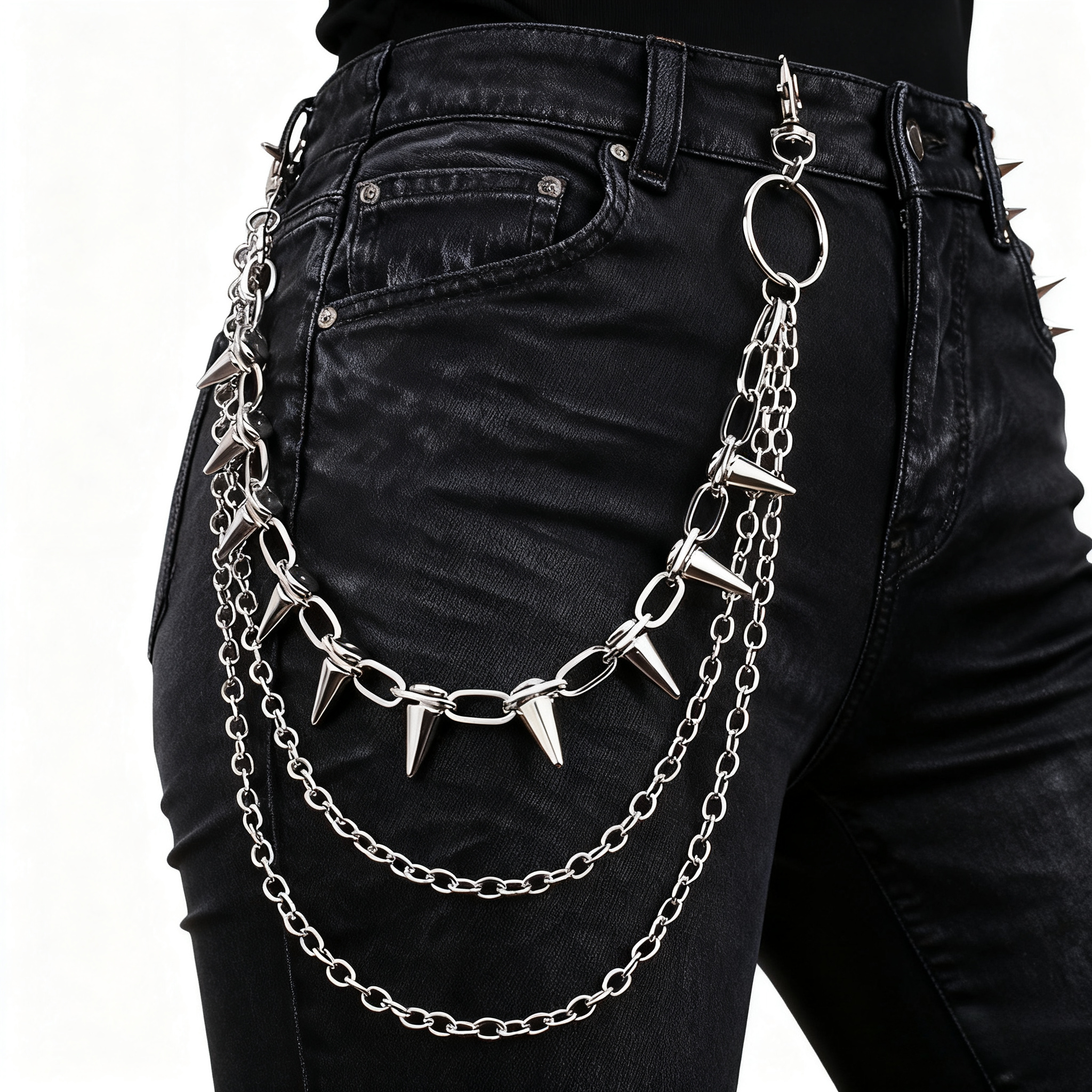 Unisex Hip Hop Punk Rock Metal - Street Fashion Jeans Women ulasan dan harga