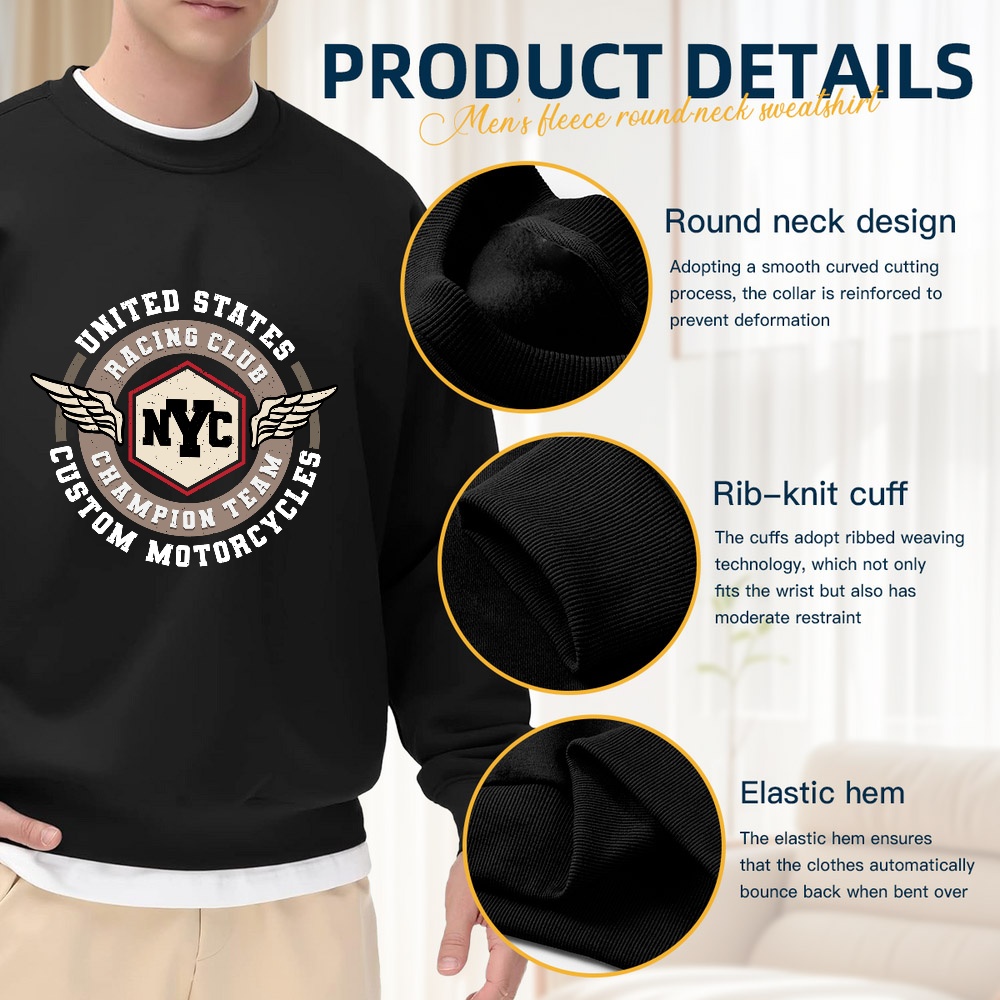 Men's Black Crew Neck Sweatshi - Street Fashion Nyc ulasan dan harga
