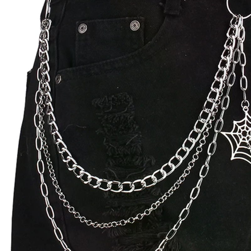 Fashion Punk Metal Pants Chain - Street Fashion Jeans Women ulasan dan harga