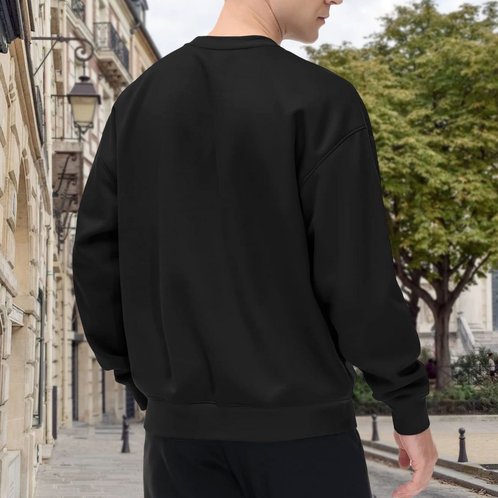 Men's Black Crew Neck Sweatshi - Quirky Street Fashion ulasan dan harga