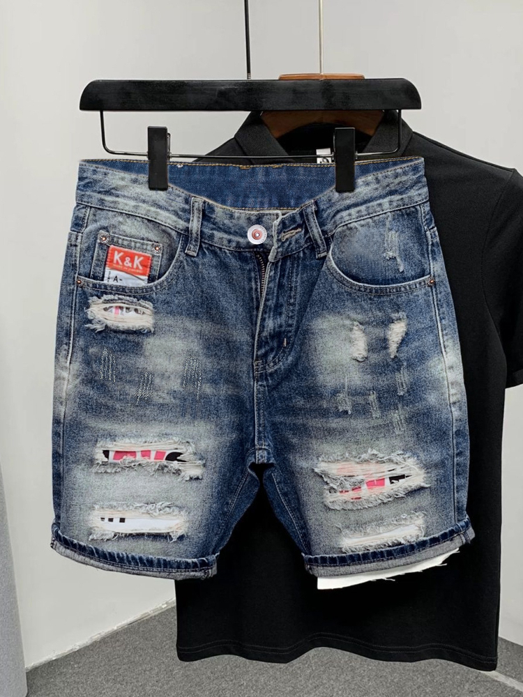 2026 Summer Ripped Straight Me - Street Fashion Korean ulasan dan harga
