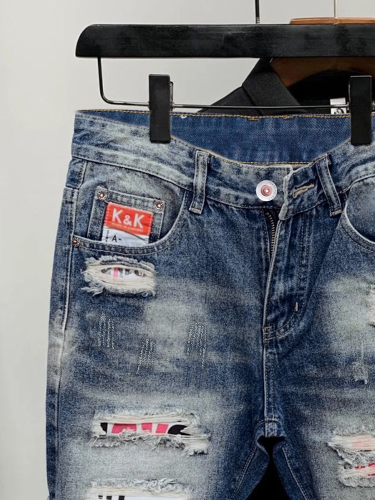 2026 Summer Ripped Straight Me - Street Fashion Korean ulasan dan harga