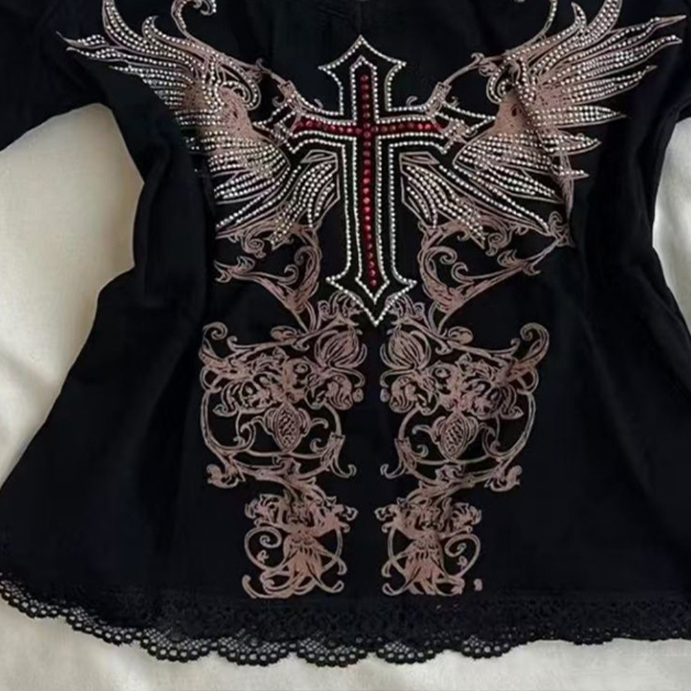Y2K 90S Black Fake Two-Piece B - Street Fashion Girls ulasan dan harga