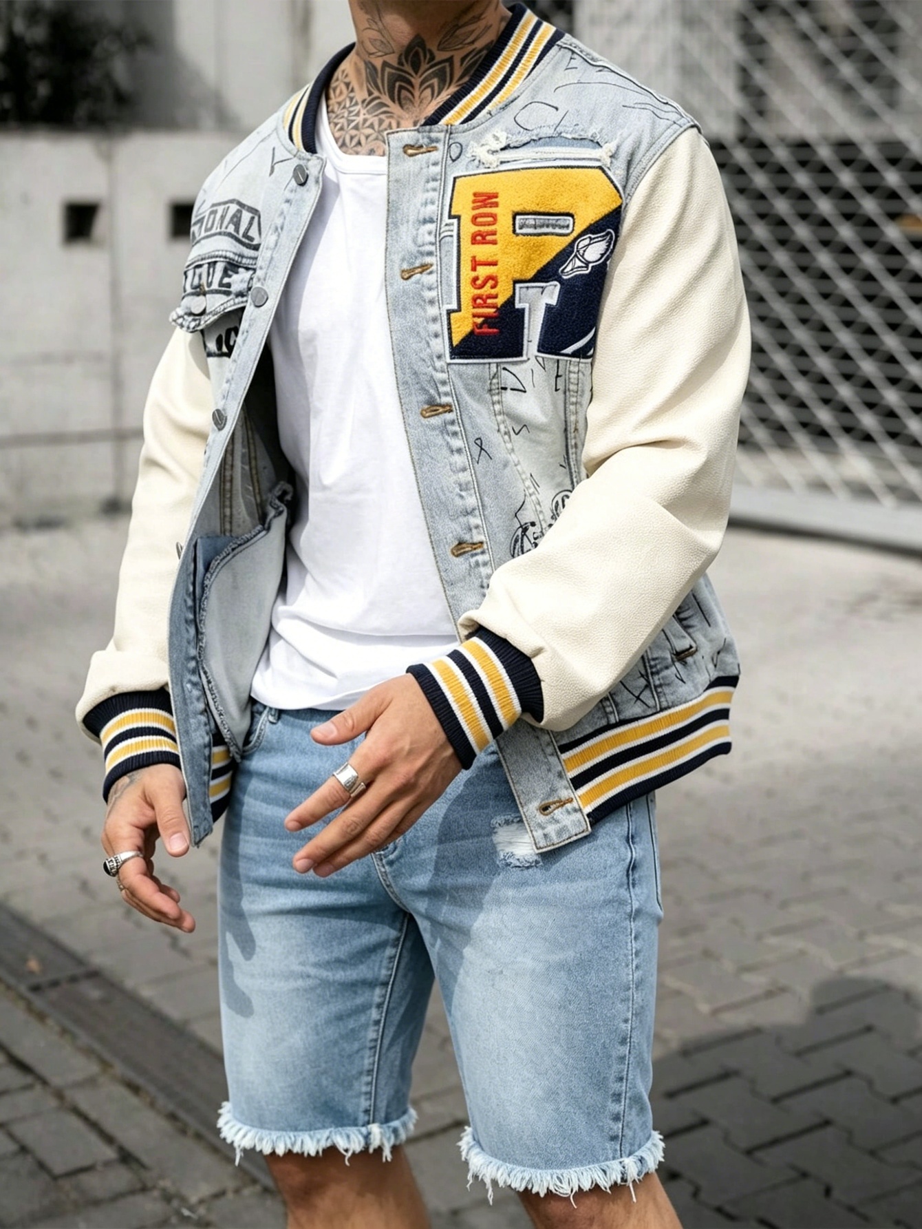 Original slim blue denim jorts - Street Fashion Look ulasan dan harga