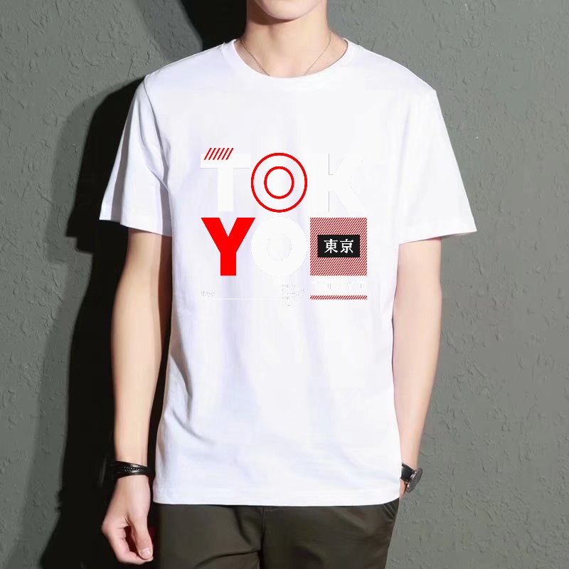 Men's Black Round-Neck Short-S - Street Fashion In Tokyo ulasan dan harga