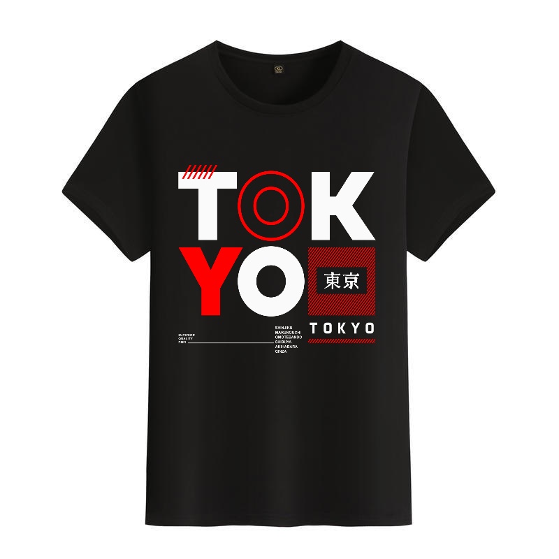 Men's Black Round-Neck Short-S - Street Fashion In Tokyo ulasan dan harga