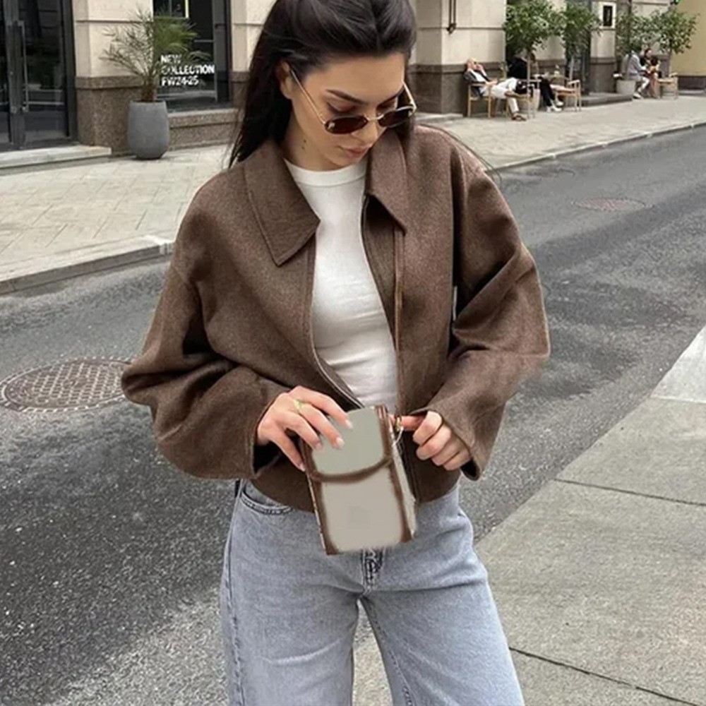 Vintage Solid Brown Turndown C - Street Fashion Shanghai ulasan dan harga
