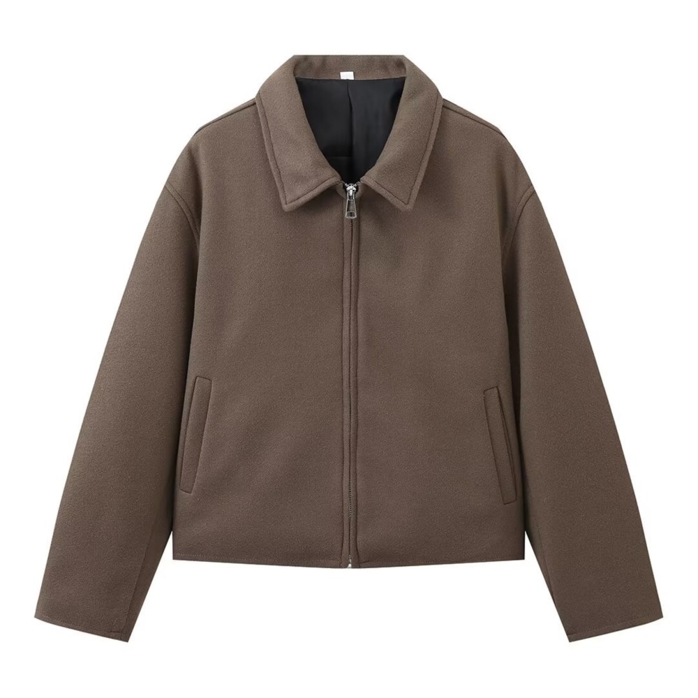 Vintage Solid Brown Turndown C - Street Fashion Shanghai ulasan dan harga