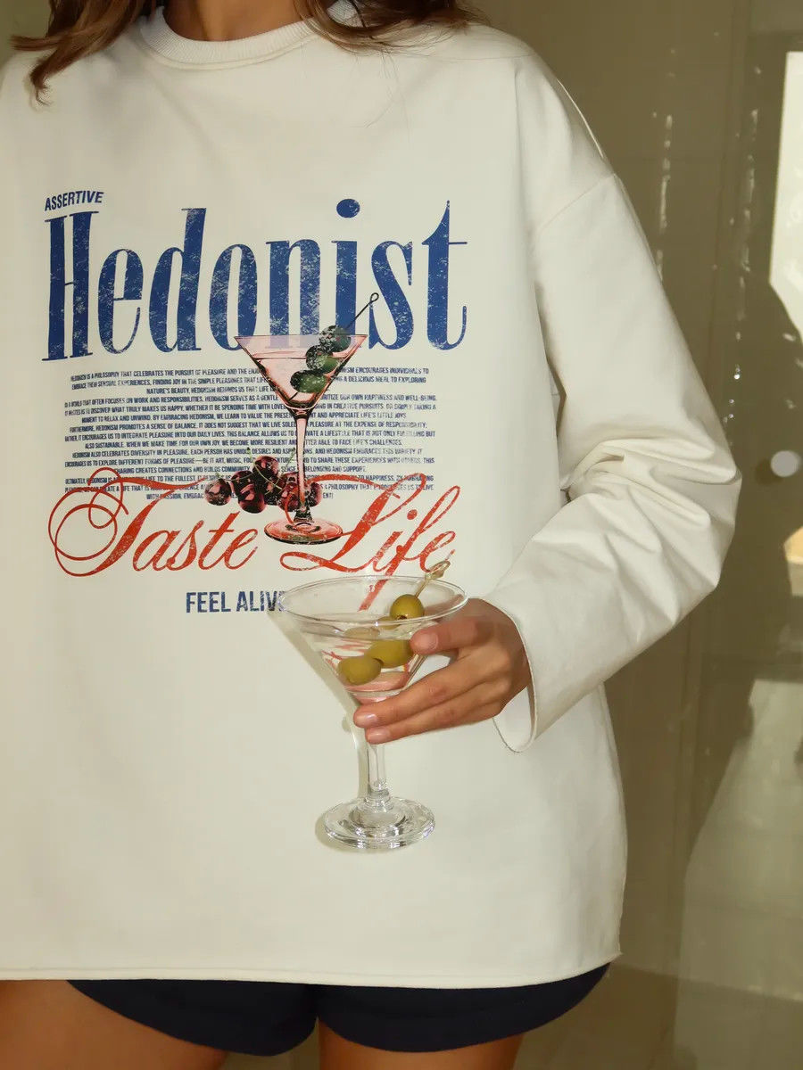 French Women Hedonist Letter P - Street Fashion Clothing ulasan dan harga