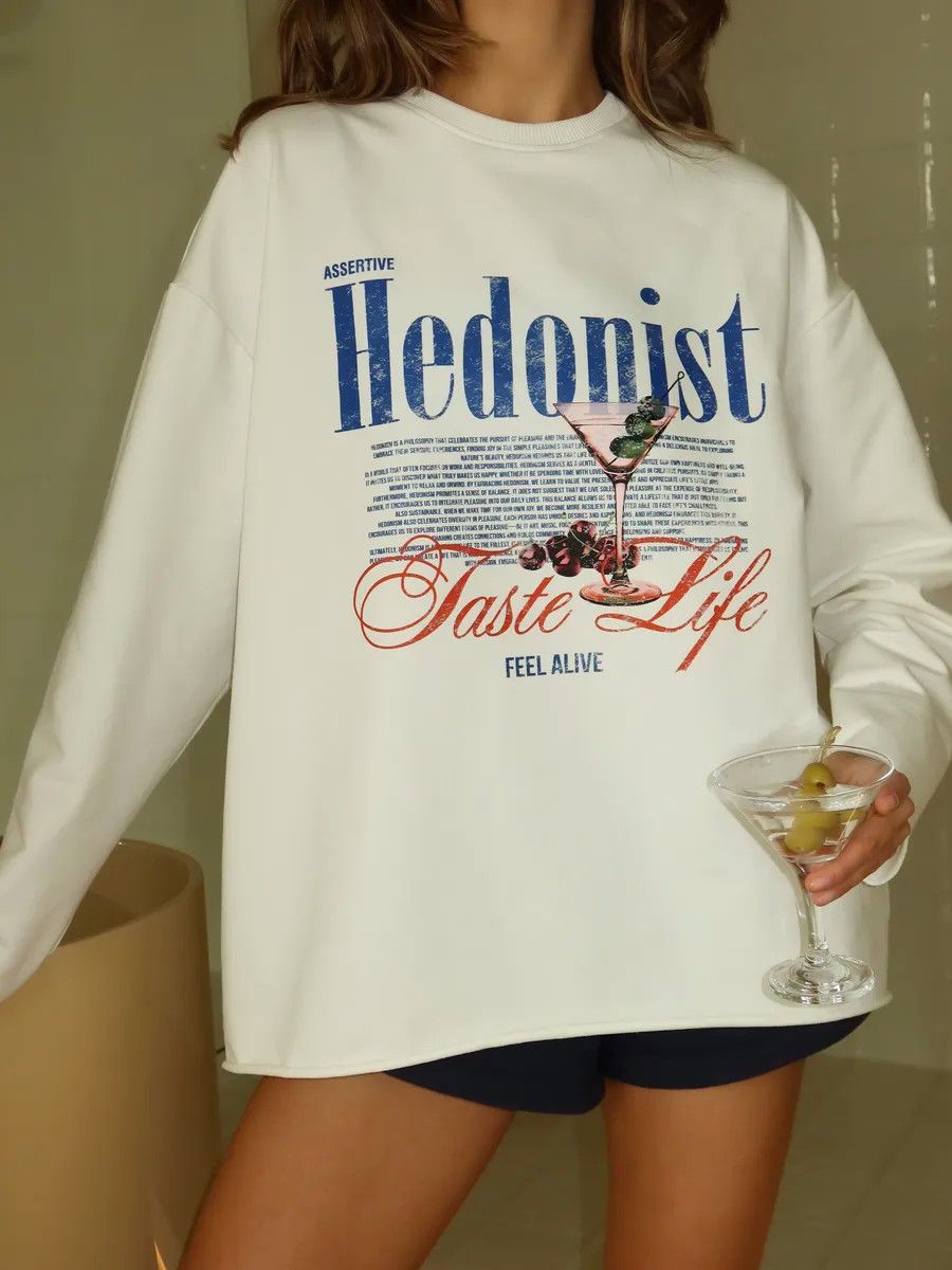 French Women Hedonist Letter P - Street Fashion Clothing ulasan dan harga