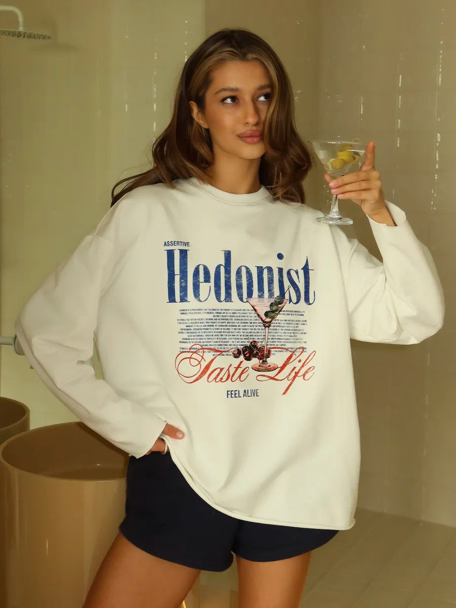 French Women Hedonist Letter P - Street Fashion Clothing ulasan dan harga