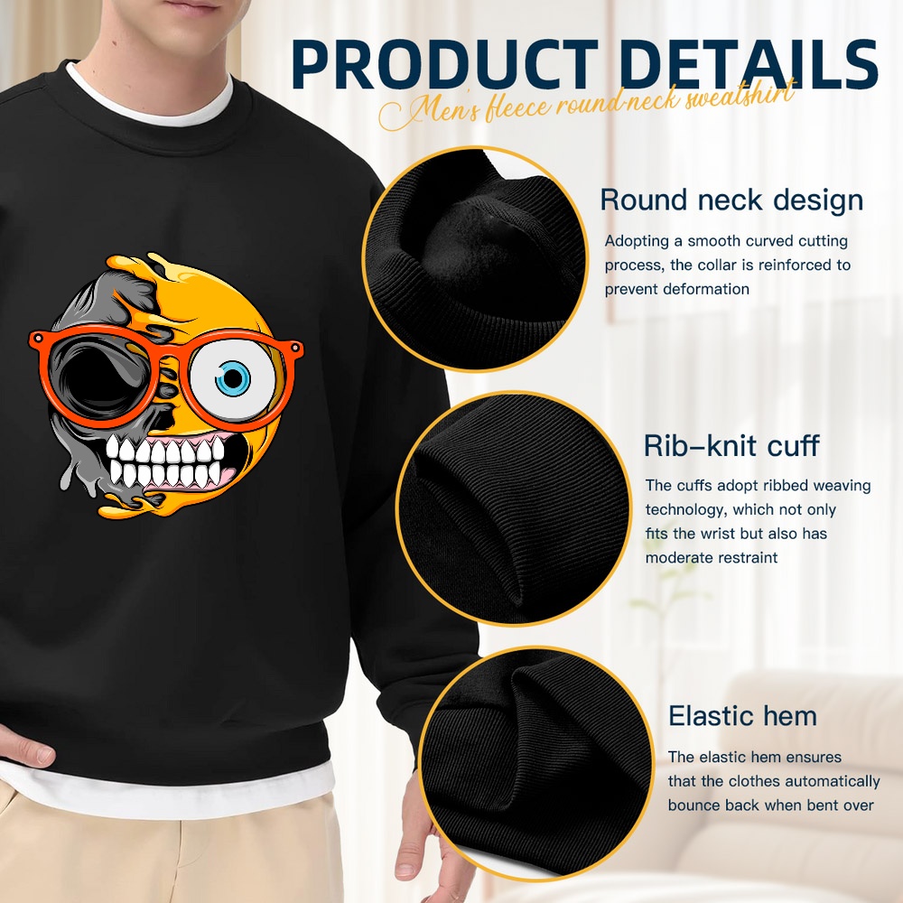 Men's Black Loose-Fitting Crew - Quirky Street Fashion ulasan dan harga