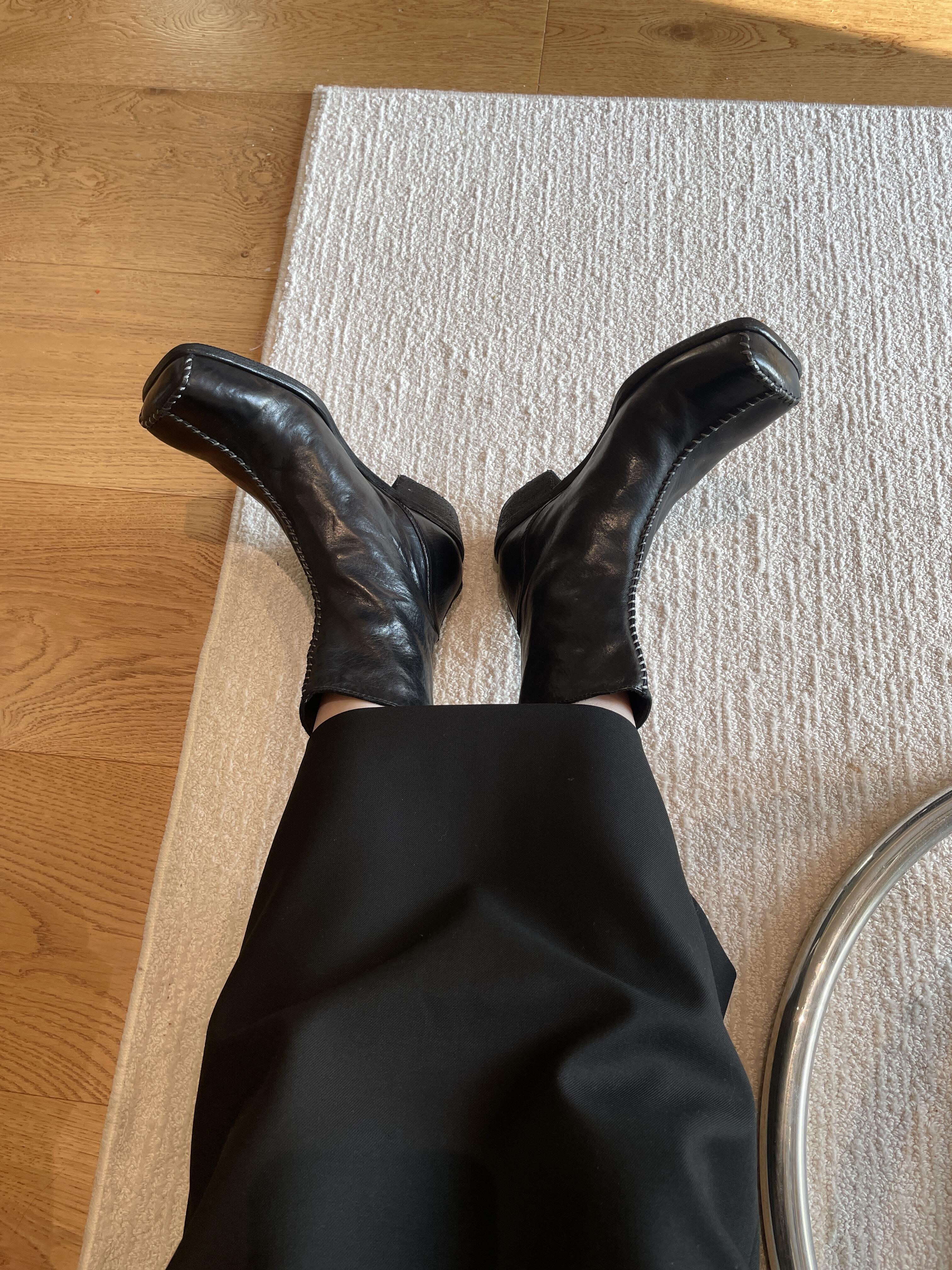 Women's Black Leather Ankle Bo - Street Fashion Look ulasan dan harga