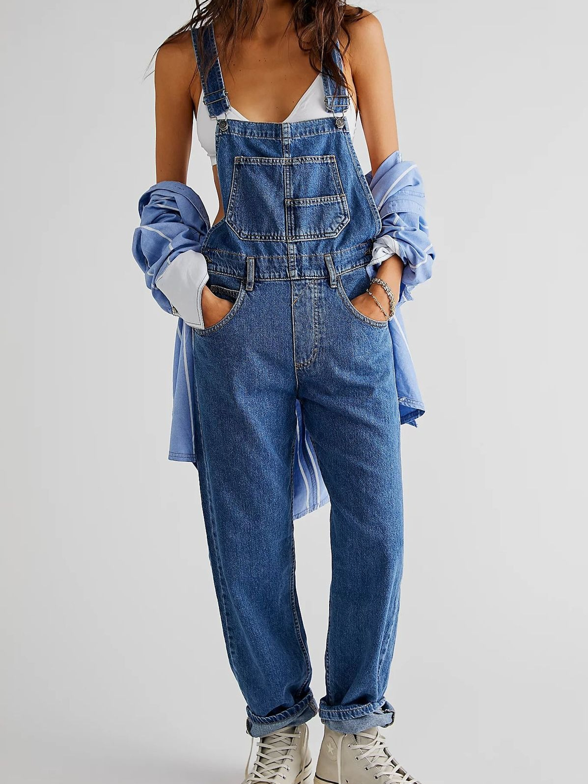 Blue Denim Overalls Jumpsuit R - Street Fashion Jeans Women ulasan dan harga