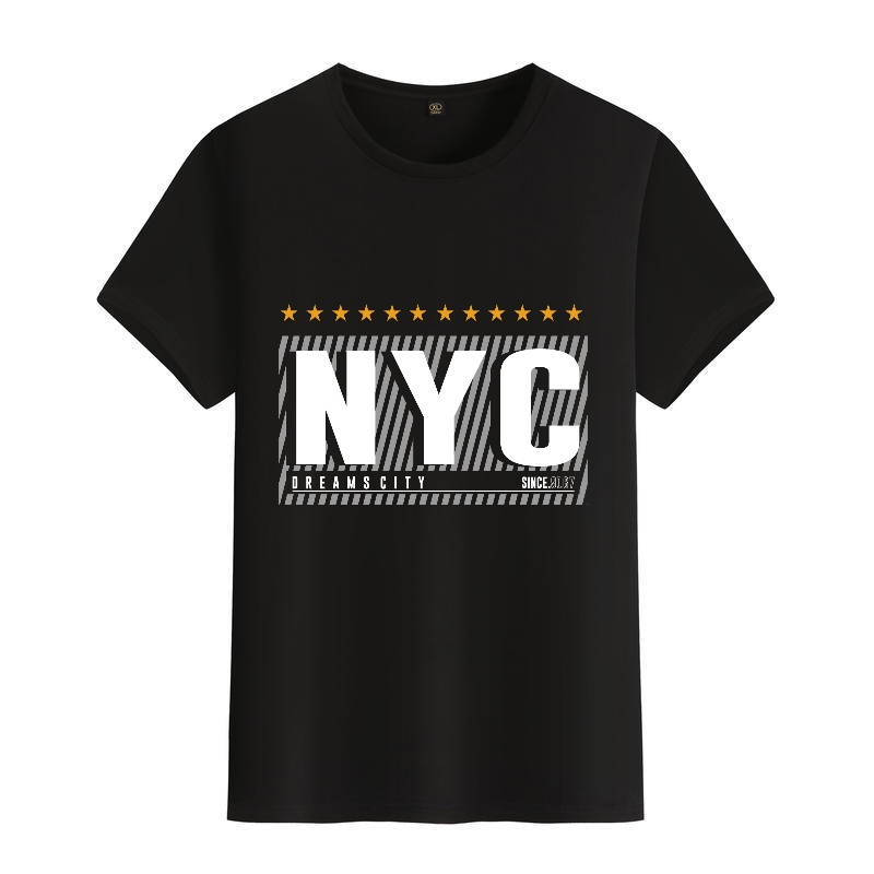 Men's Black Round-Neck Short-S - Street Fashion Nyc ulasan dan harga
