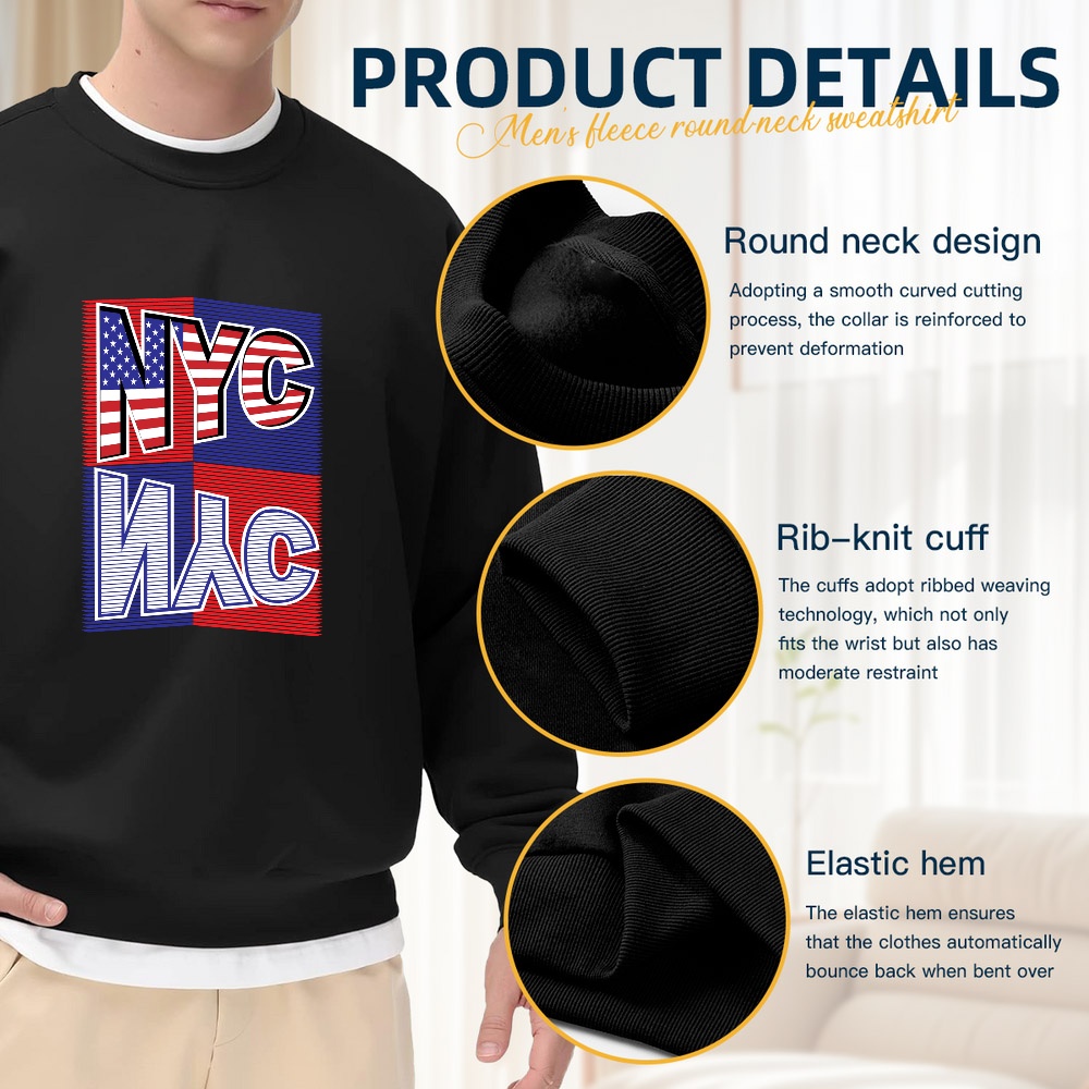Men's Black Crew Neck Pullover - Street Fashion Nyc ulasan dan harga