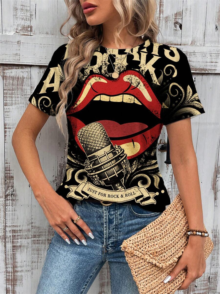 Butterfly Print Women's T-shir - Street Fashion Urban ulasan dan harga