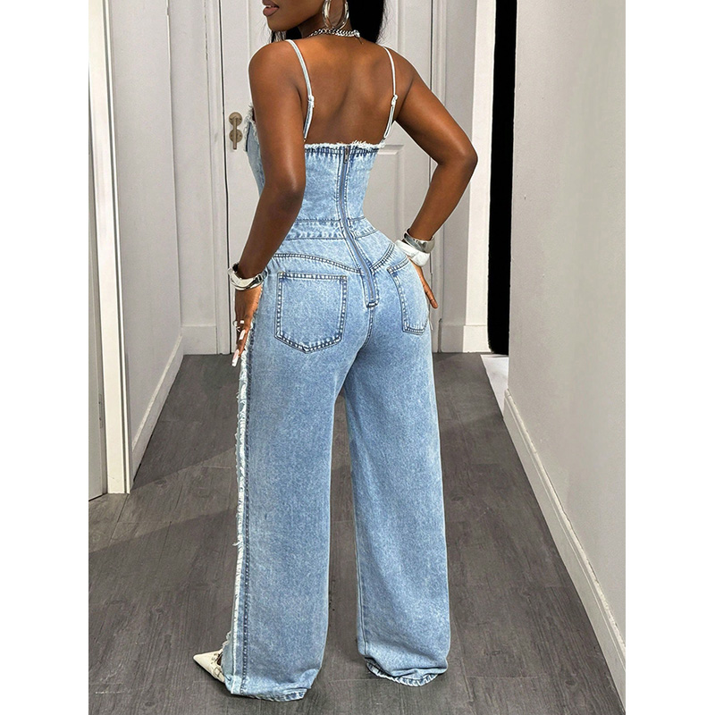 Benuynffy Sexy Spaghetti Strap - Street Fashion Jeans Women ulasan dan harga