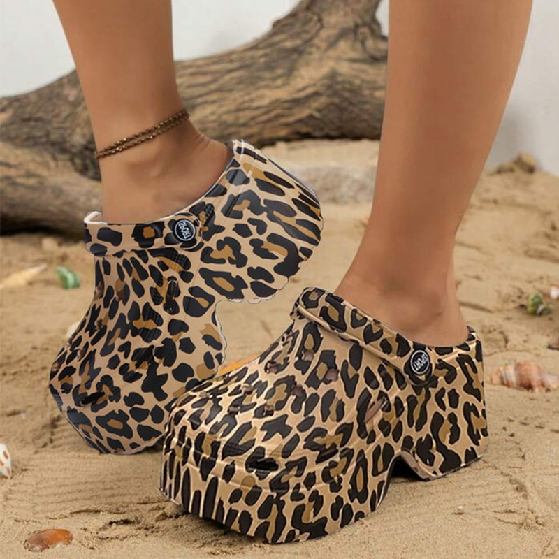 Leopard Platform Clogs for Wom - Street Fashion Girls ulasan dan harga