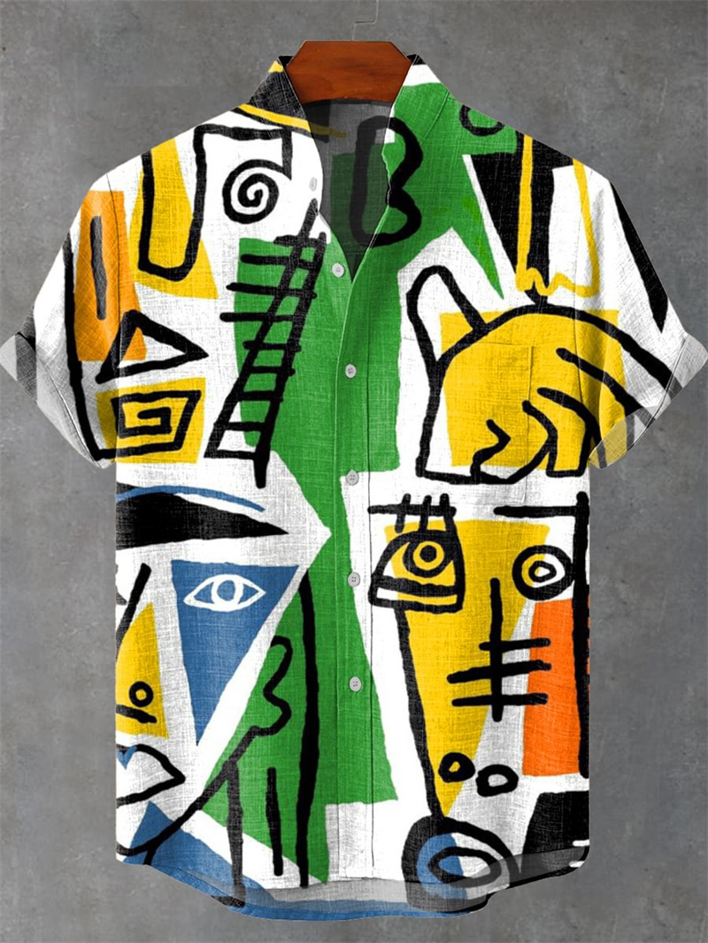 Men's Short Sleeve Shirt 3D Pr - Street Fashion Shanghai ulasan dan harga