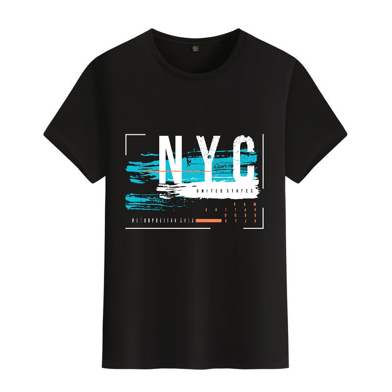 Men's Black Round-Neck Short-S - Street Fashion Nyc ulasan dan harga